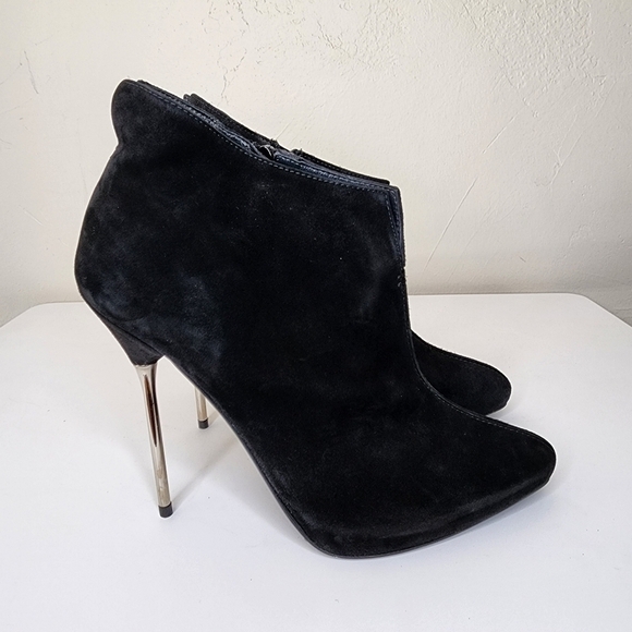 Stuart Weitzman Black Suede Stiletto Size Zip Ankle Booties Size 9.5 - Picture 6 of 15